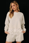 Lace Trimmed Hem Sweatshirt