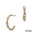 Gold Textured with Pearl Hoop Earring