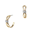 Gold Open Hoop with Silver Knot Accents Earring