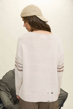 Load image into Gallery viewer, Distressed Varsity Knit Top
