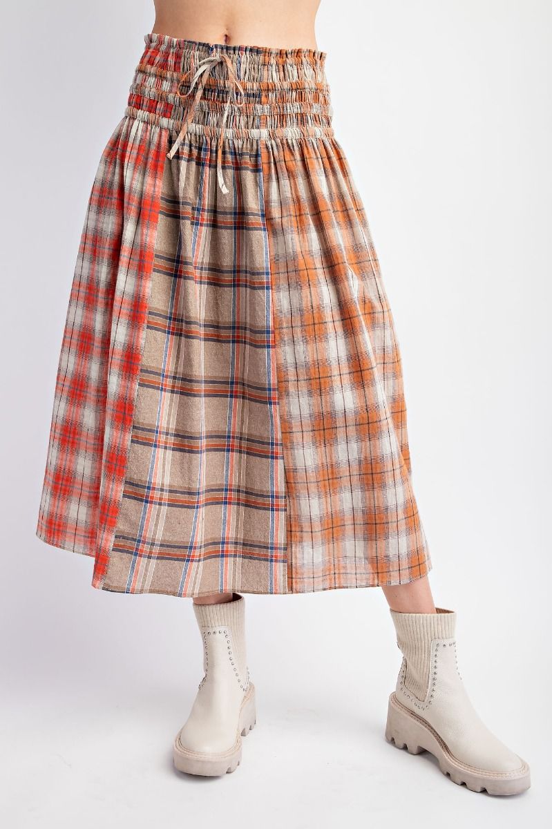 Cinnamon Latte Plaid Mix Skirt