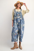 Load image into Gallery viewer, Flower Printed Washed Denim Overalls
