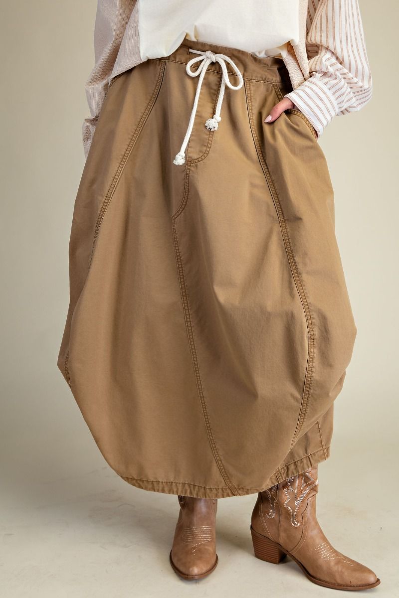 Washed Parachute Maxi Cargo Skirt