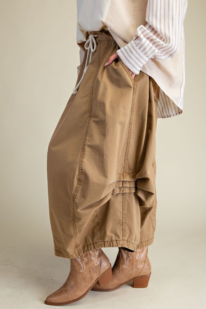 Washed Parachute Maxi Cargo Skirt