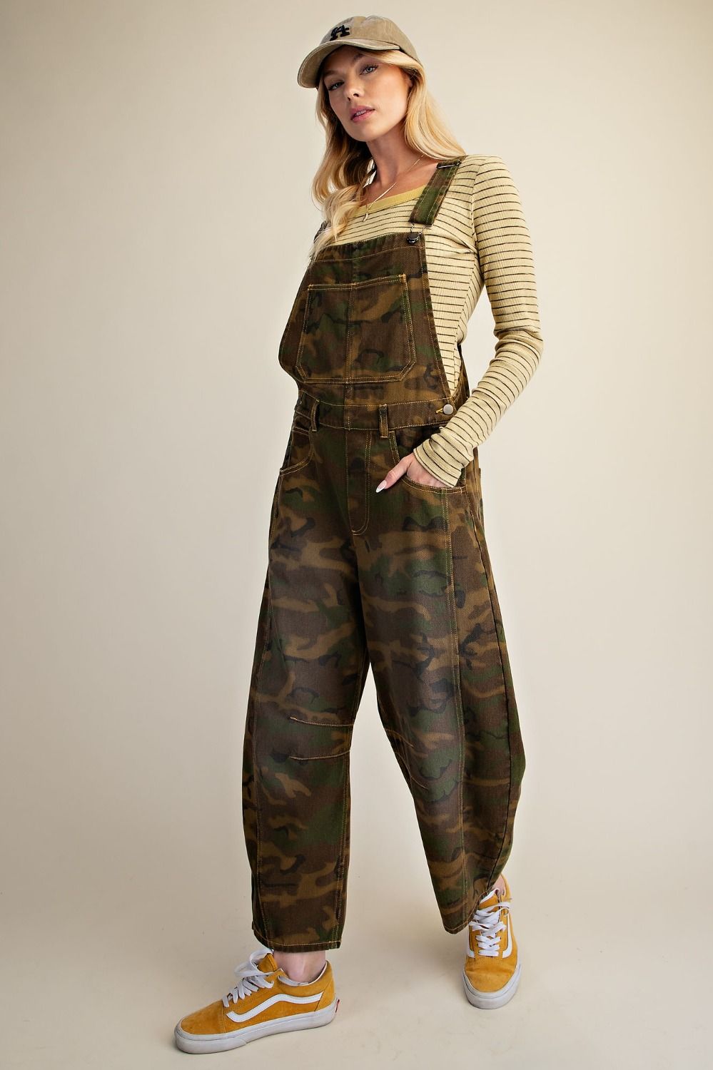 Camo Printed Barrel Overalls
