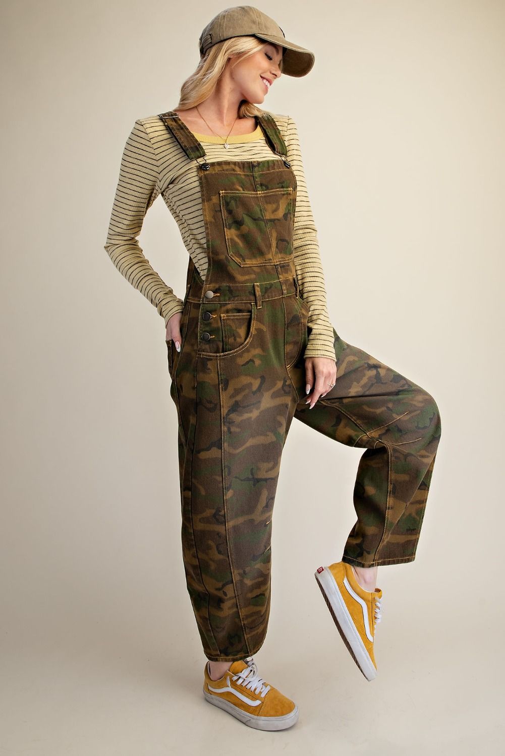 Camo Printed Barrel Overalls