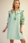 Green Gingham Seersucker Dress