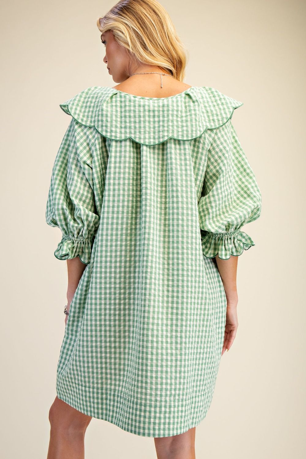 Green Gingham Seersucker Dress