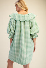 Load image into Gallery viewer, Green Gingham Seersucker Dress
