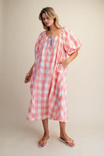 Load image into Gallery viewer, Peach Gingham Printed Dress
