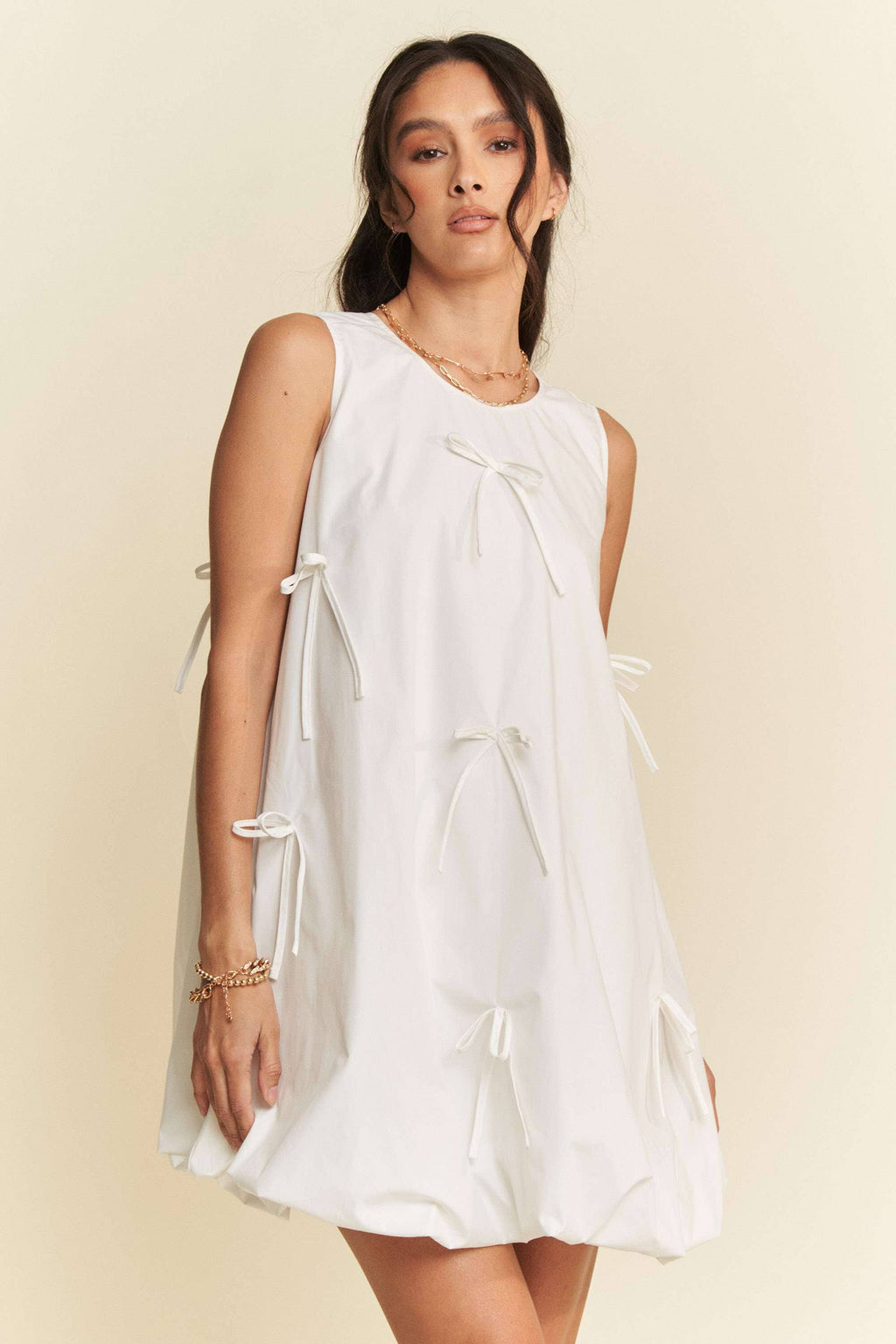 White Bow Bubble Dress