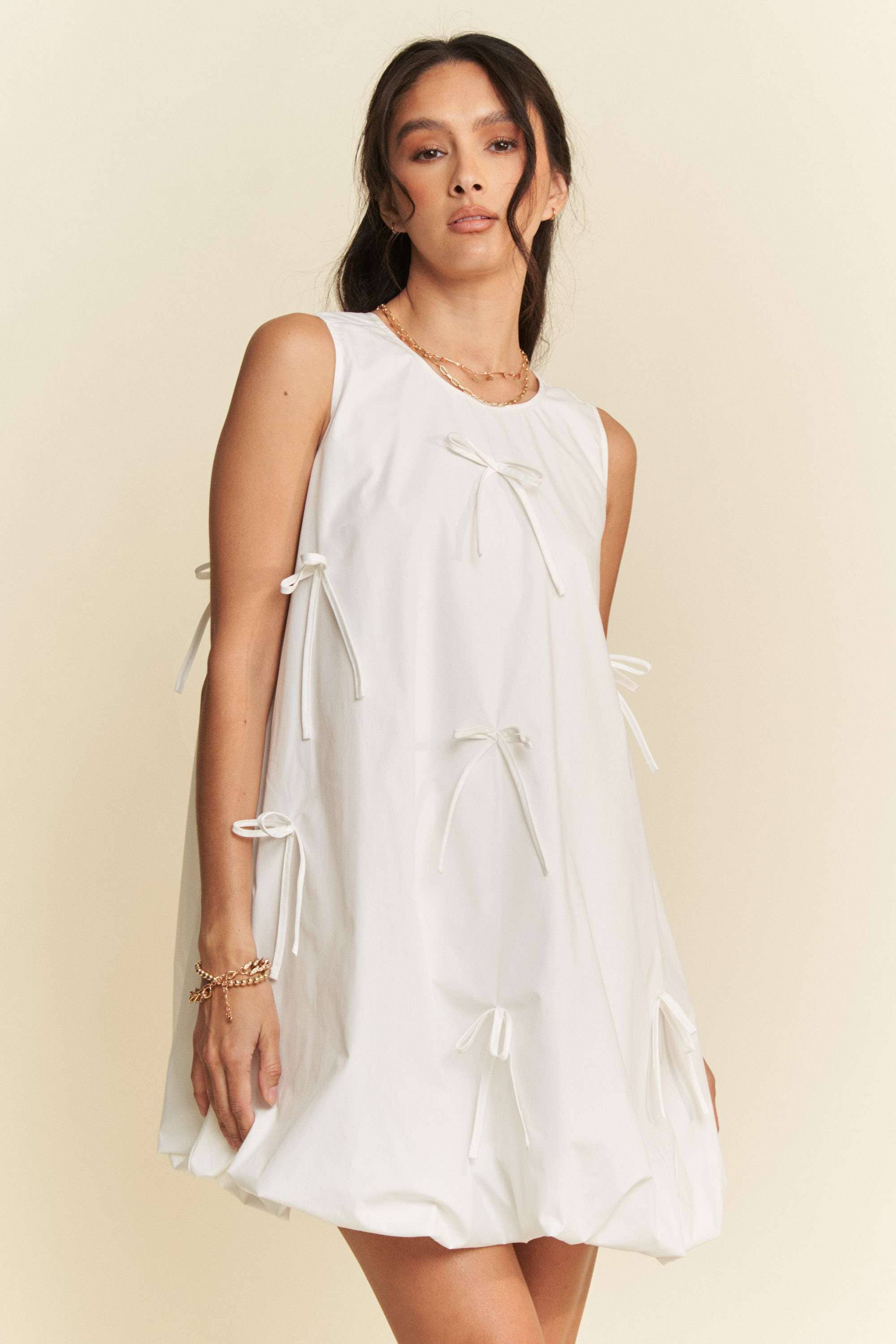 White Bow Bubble Dress