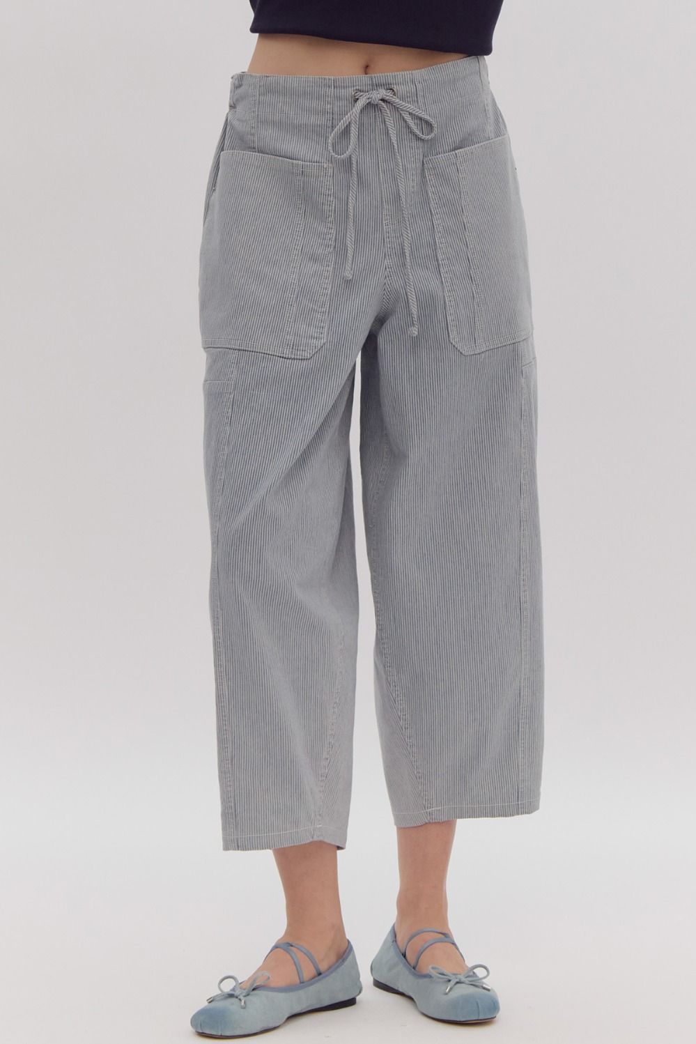 Denim Stripe Crop Bottom Pant