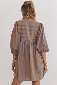 Mocha Blue Ribbon Dress