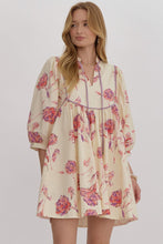 Load image into Gallery viewer, Cream Floral Piped Dress
