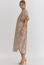 Load image into Gallery viewer, Mocha Floral Bubble Vneck Midi
