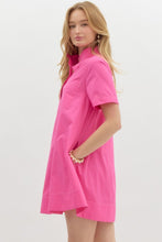 Load image into Gallery viewer, Hot Pink High Neck Mini Dress
