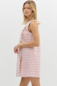 Pink Striped Boucle Dress