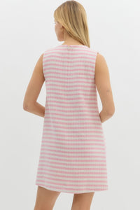 Pink Striped Boucle Dress