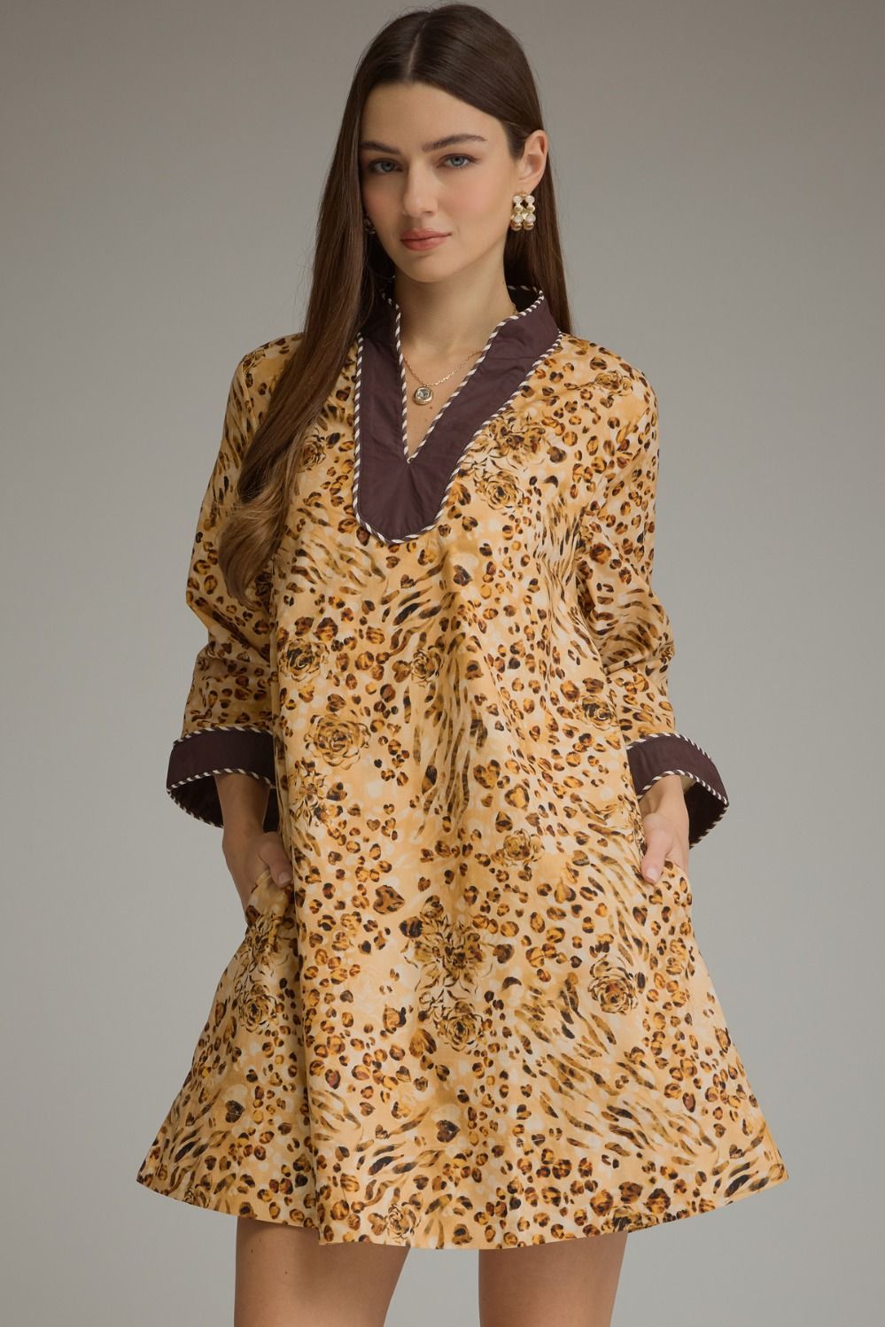 Animal Print V-Neck Dress