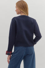 Load image into Gallery viewer, Plaid Trim Knit Cardigan
