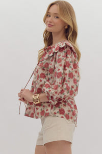 Floral Scallop Collar Top