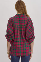 Load image into Gallery viewer, Magenta Oversized Plaid Top
