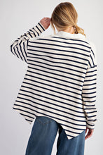 Load image into Gallery viewer, Navy Stripe Slub Knit Top
