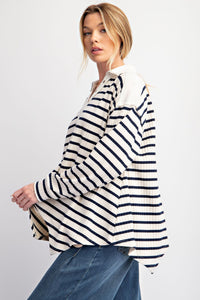 Navy Stripe Slub Knit Top