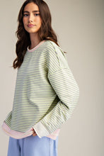 Load image into Gallery viewer, Striped Washed Terry Pullover
