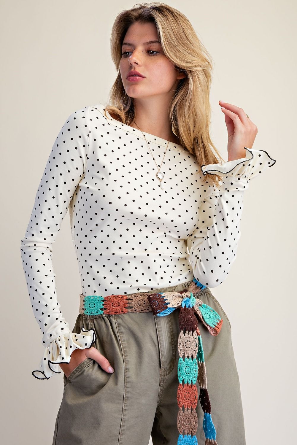 Polka Dot Printed Cotton Top