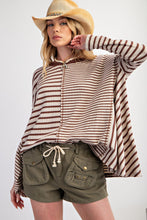 Load image into Gallery viewer, Mocha Stripe Mix Knit Top
