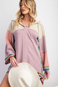 Dusty Lilac Colorblock Hooded Top