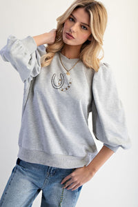 Horseshoes Embroidery Knit Top