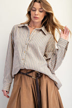 Load image into Gallery viewer, Stripe Button Down Oversized Shirt
