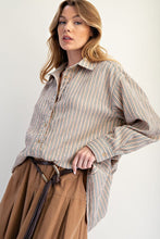 Load image into Gallery viewer, Stripe Button Down Oversized Shirt
