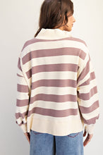 Load image into Gallery viewer, Rugby Stripe Washed Terry Pullover
