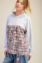 Load image into Gallery viewer, Plaid Mix Washed Terry Pullover Hoodie
