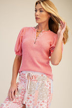 Load image into Gallery viewer, Coral Mineral Washed Waffle Knit Top
