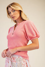 Load image into Gallery viewer, Coral Mineral Washed Waffle Knit Top
