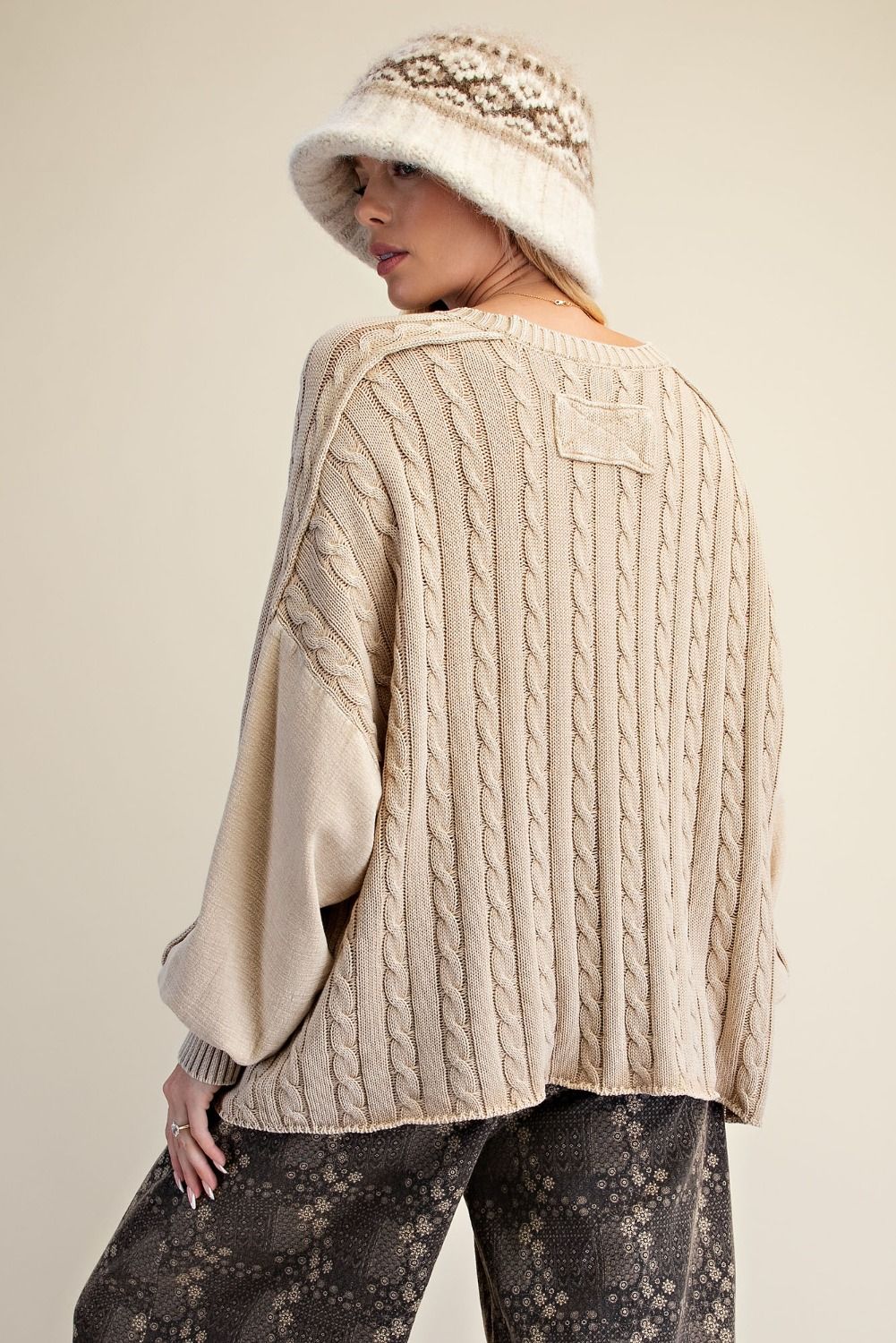 Washed Cable Knit Sweater