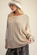 Washed Cable Knit Sweater