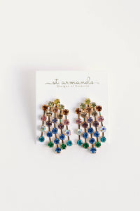 Rainbow Rhinestone Tassel Statement Earrings