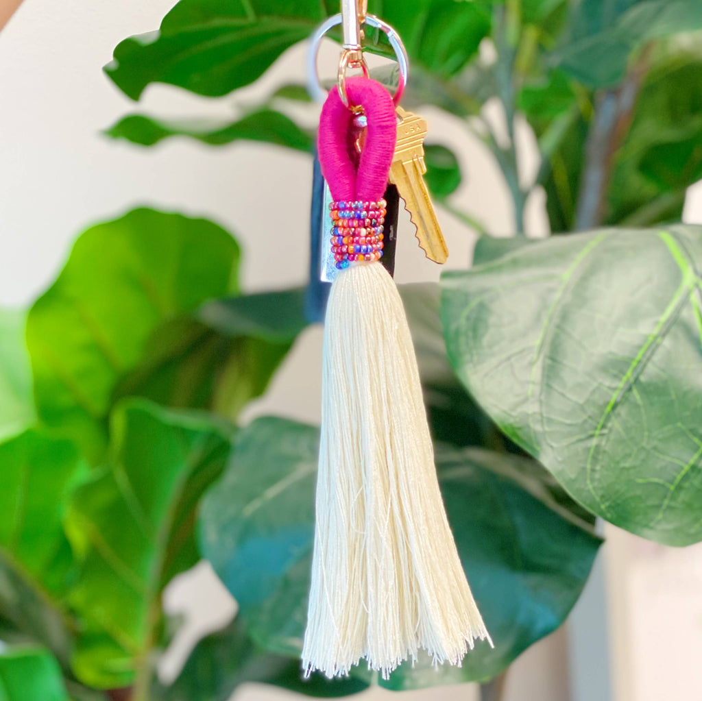 Maya Bay Tasseled Key Chain: Orchid