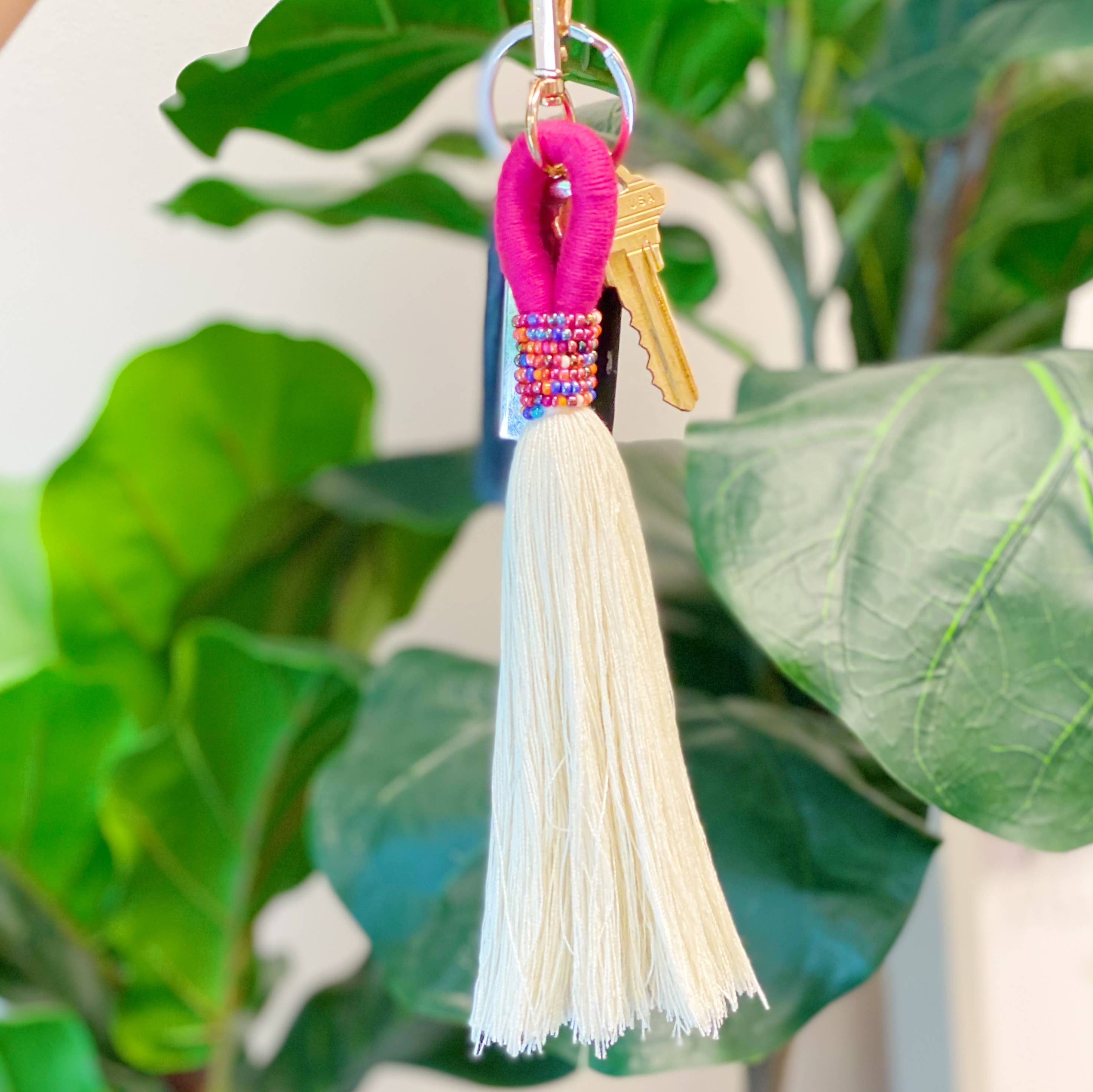 Maya Bay Tasseled Key Chain: Orchid