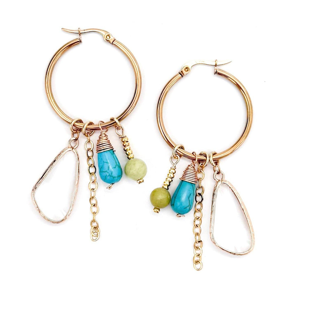 Eddy Crystal Beaded Charm Hoops