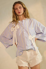 Load image into Gallery viewer, Blue Striped Statement Ribbon Top
