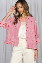 Load image into Gallery viewer, Star Accent Ruffled Hem Striped Shirt
