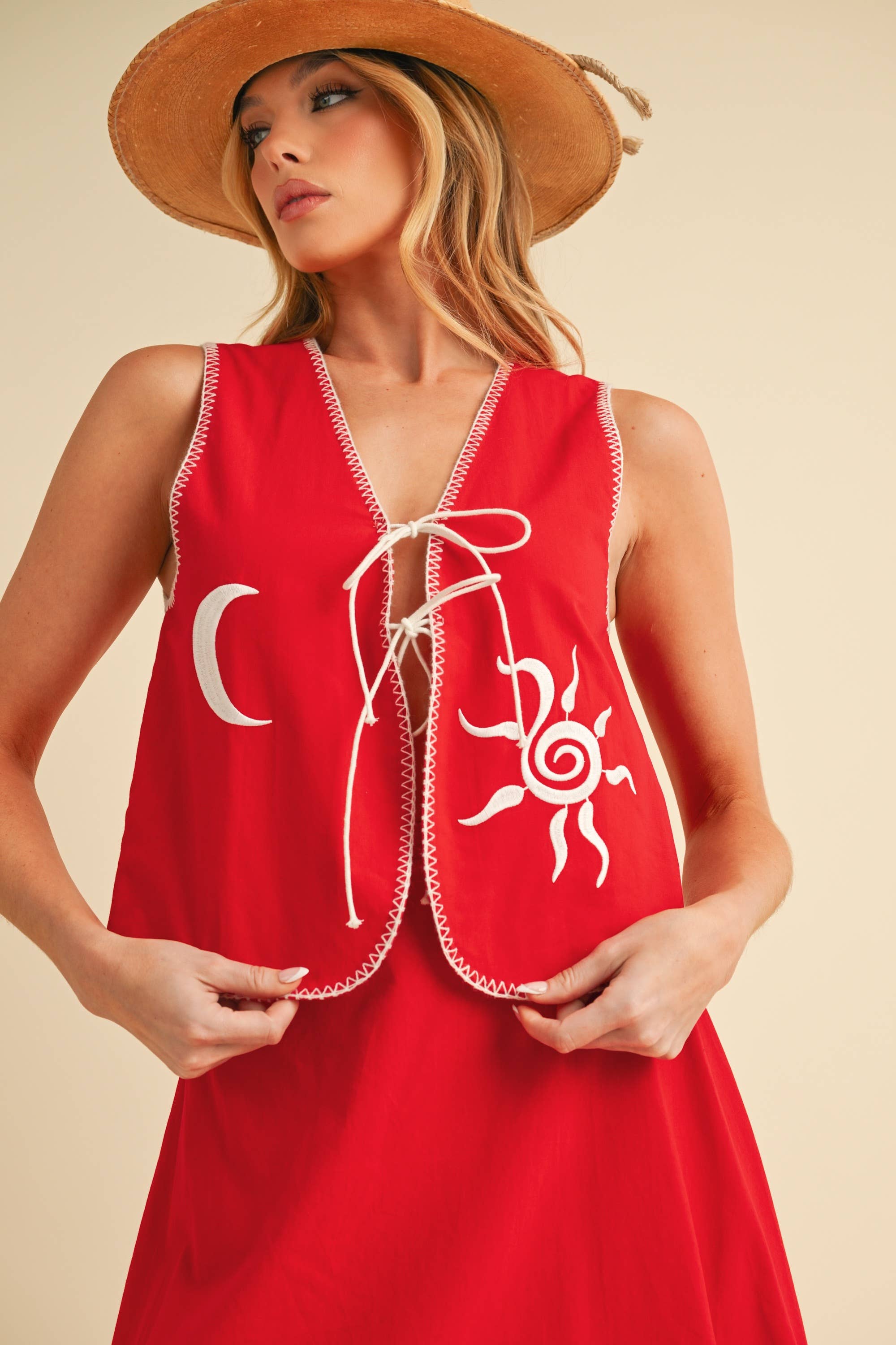Cherry Sun Moon Vest