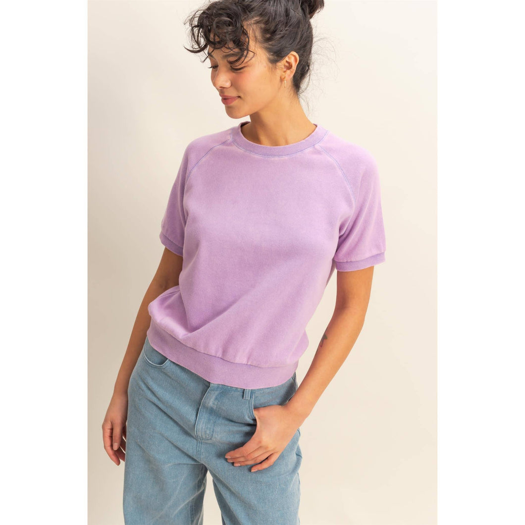 Wisteria Crew Neck Ribbed Tee